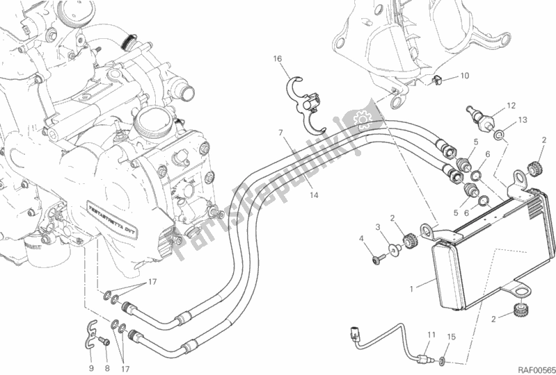 Todas as partes de Radiador De óleo do Ducati Multistrada 1200 S Touring Brasil 2018